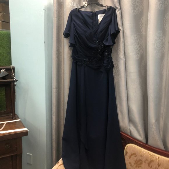 NEW Navy Blue Mother of the Bride/Groom Elegant Formal Holiday Dress SIZE 12 - Picture 7 of 15